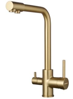 Смеситель для кухни Shevanik S328G с подключением фильтра золотой сатин